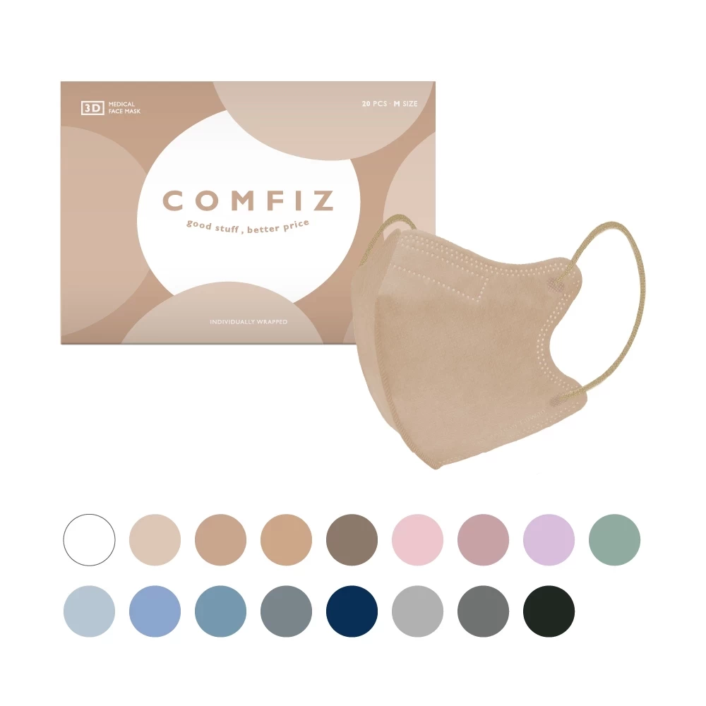 [COMFIZ Official Direct Sales] Adult 3D Medical Masks M/L – 20 pcs/box, Single-piece Packaging | 1 Carton = 40 Boxes (800 pcs Total) | Get a Coupon for Discount